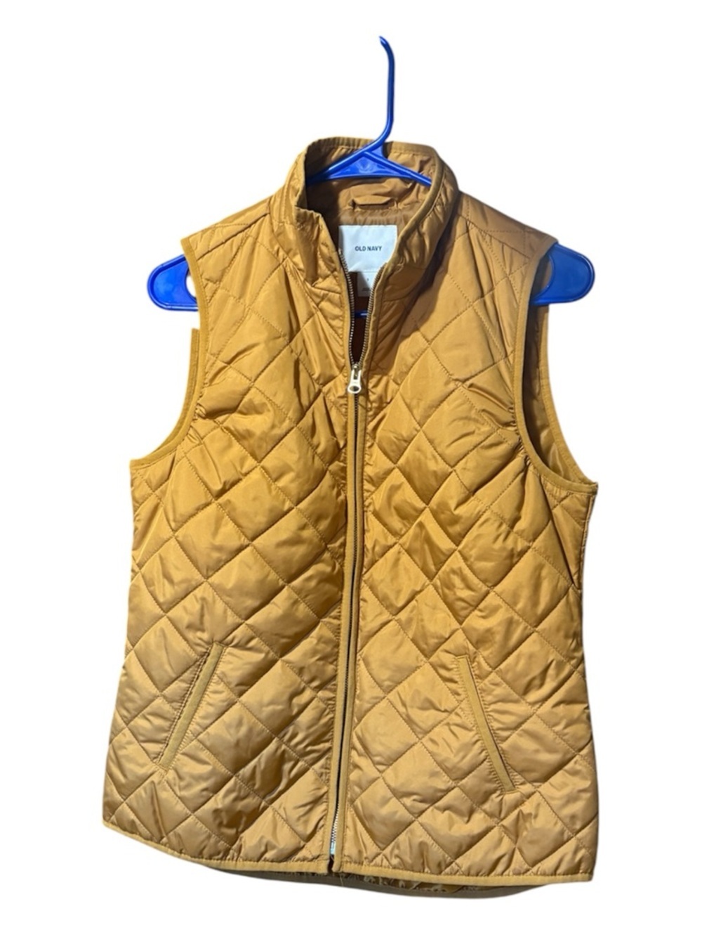 Old Navy Quilted Mustard Vest - Sleeveless Zip Front - Picture 3 of 6